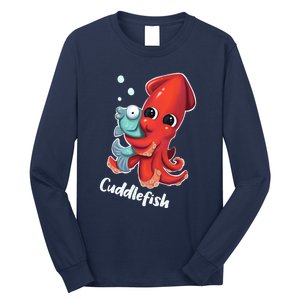 Adorable Cuddlefish Sea Life Illustration Cuttlefish Squid Long Sleeve Shirt