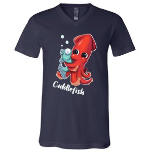 Adorable Cuddlefish Sea Life Illustration Cuttlefish Squid V-Neck T-Shirt