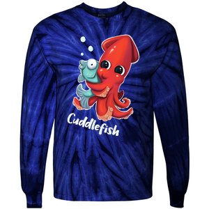 Adorable Cuddlefish Sea Life Illustration Cuttlefish Squid Tie-Dye Long Sleeve Shirt