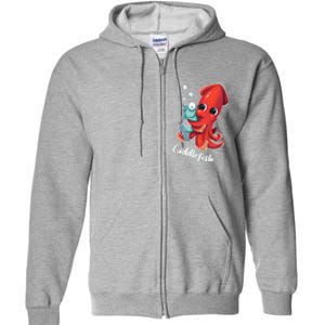 Adorable Cuddlefish Sea Life Illustration Cuttlefish Squid Full Zip Hoodie