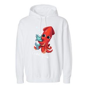 Adorable Cuddlefish Sea Life Illustration Cuttlefish Squid Garment-Dyed Fleece Hoodie