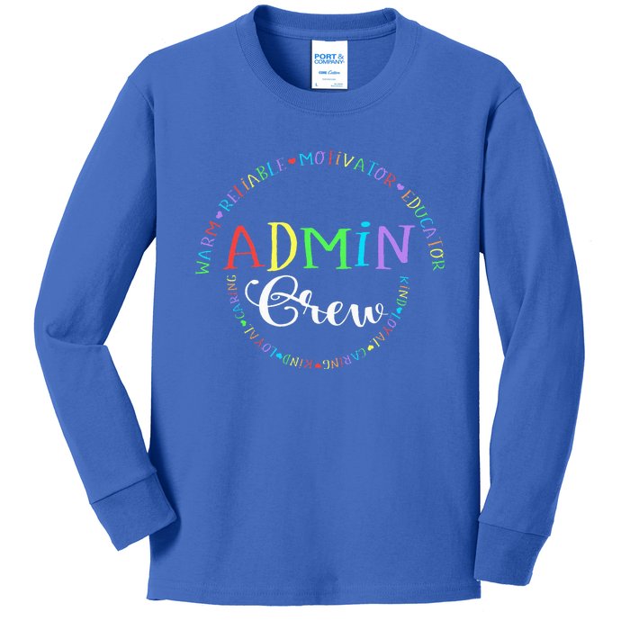 Admin Crew School Assistant Principal Squad Administrator Kids Long Sleeve Shirt