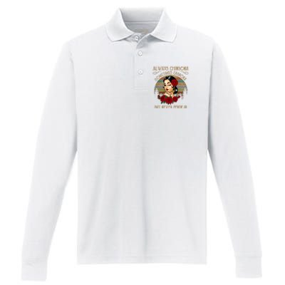 Always Chingona Sometimes Cabrona But Never Pendeja Performance Long Sleeve Polo