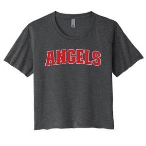 Angels California Souvenir Trip College Style Red Text Women's Crop Top Tee