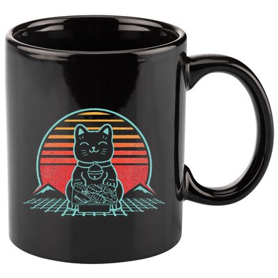 Anime Cat Sushi Retro Japanese Aesthetic Kawaii 11oz C Handle Ceramic Mug