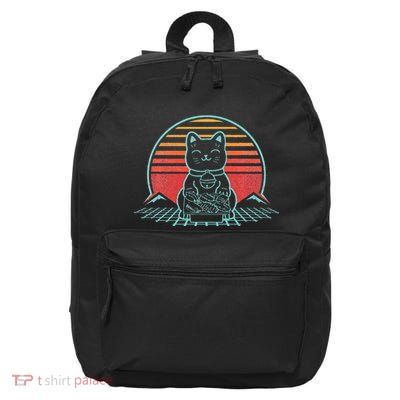 Anime Cat Sushi Retro Japanese Aesthetic Kawaii 16 in Basic Backpack