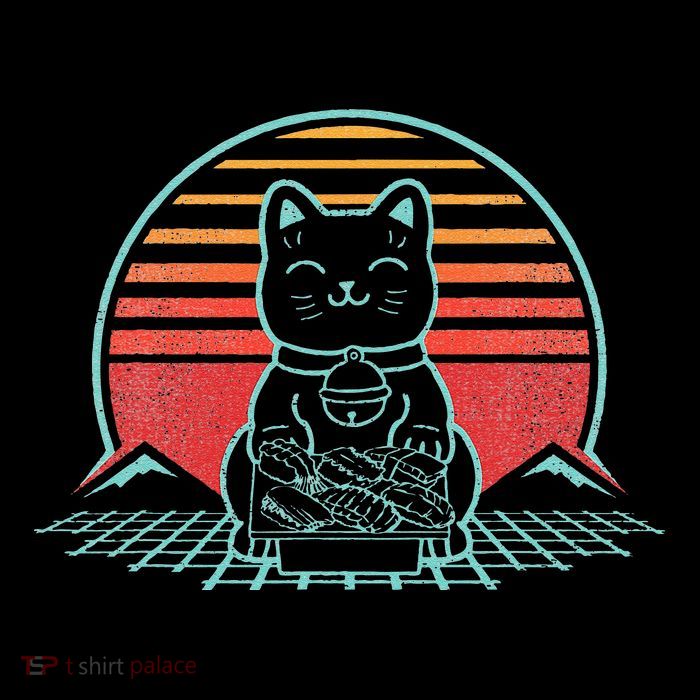 Anime Cat Sushi Retro Japanese Aesthetic Kawaii Premium T-Shirt