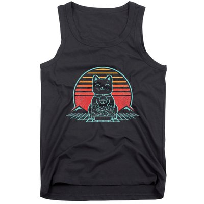 Anime Cat Sushi Retro Japanese Aesthetic Kawaii Tank Top