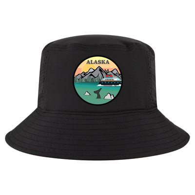Alaska Cruise Ship With Mountains And Sunset Retro Gift Cool Comfort Performance Bucket Hat