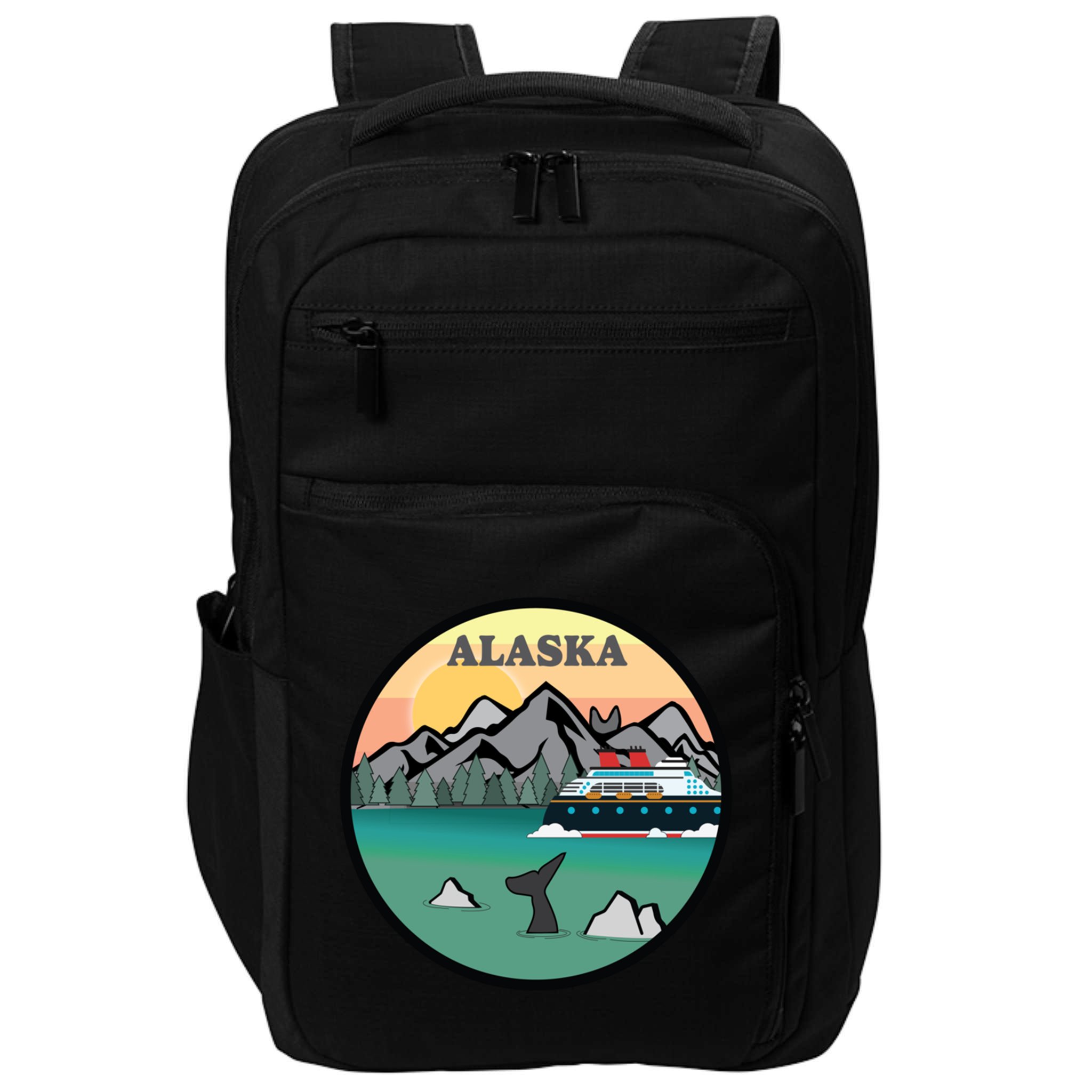Alaska Cruise Ship With Mountains And Sunset Retro Gift Impact Tech Backpack