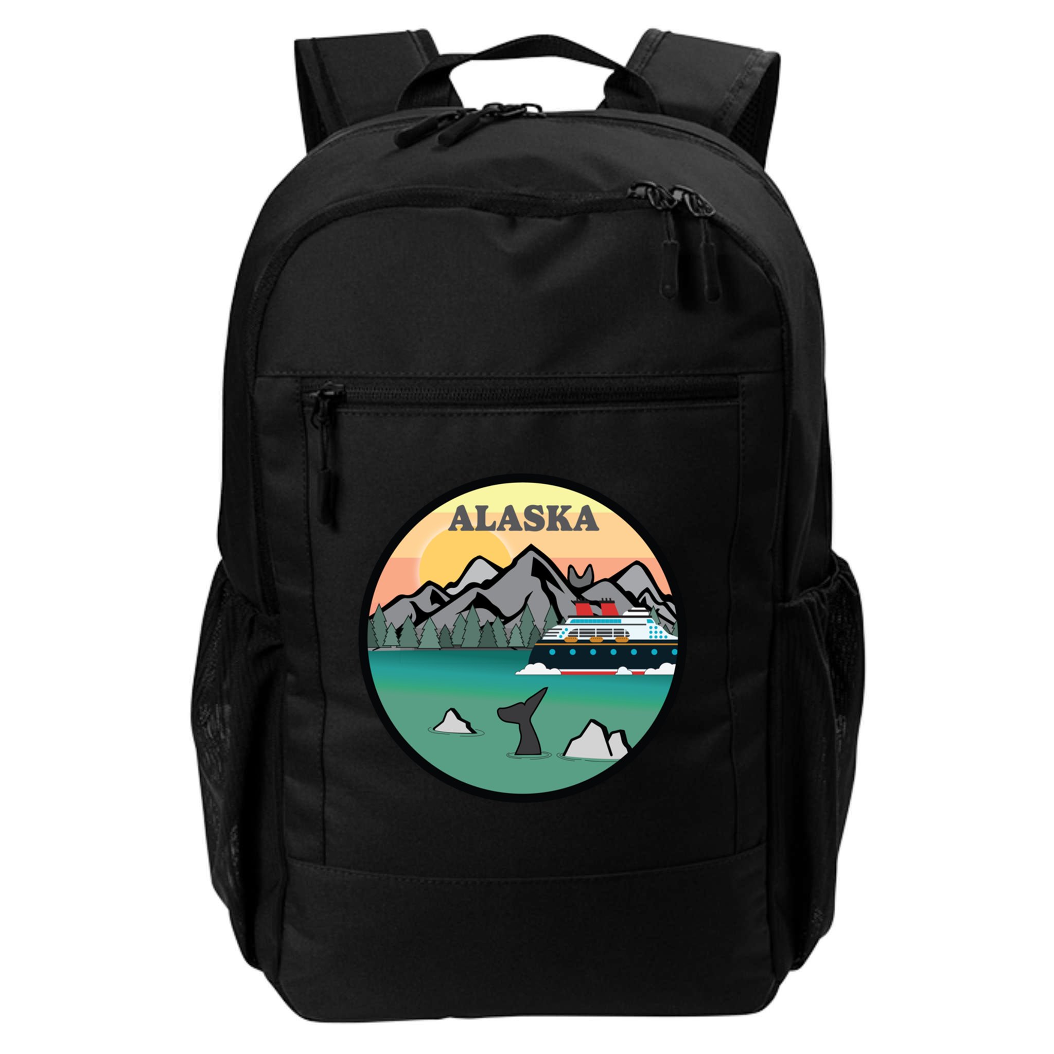 Alaska Cruise Ship With Mountains And Sunset Retro Gift Backpack