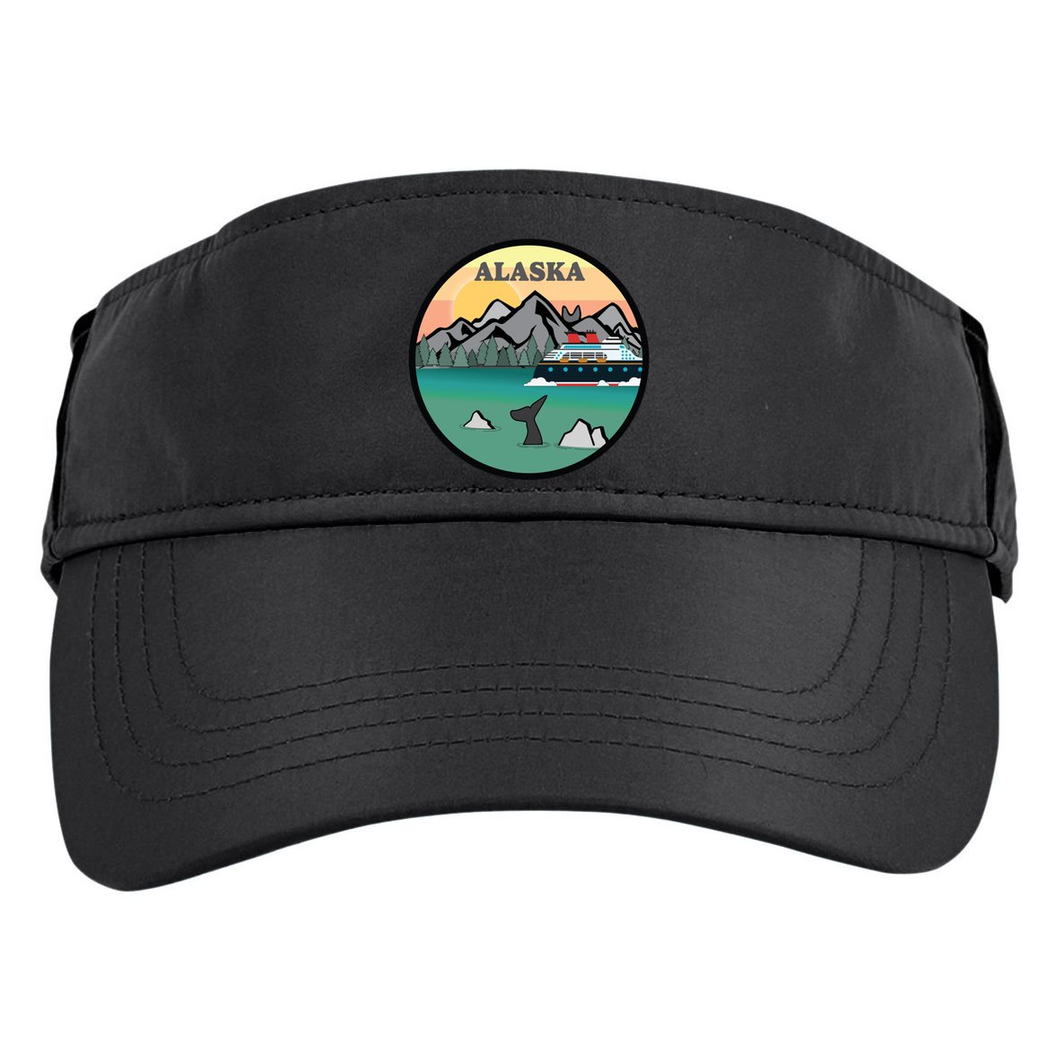 Alaska Cruise Ship With Mountains And Sunset Retro Gift Adult Drive Performance Visor