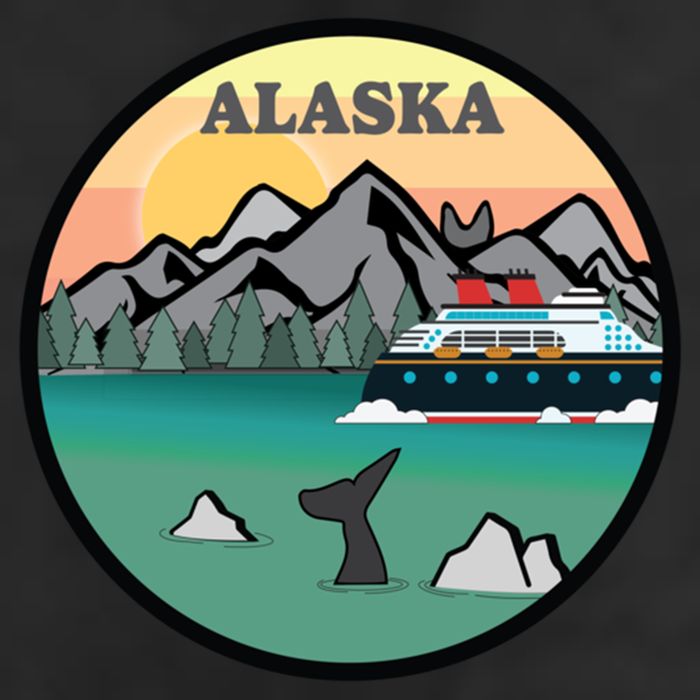Alaska Cruise Ship With Mountains And Sunset Retro Gift Adult Drive Performance Visor