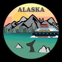 Alaska Cruise Ship With Mountains And Sunset Retro Gift Bucket Hat