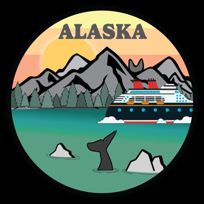 Alaska Cruise Ship With Mountains And Sunset Retro Gift Bucket Hat