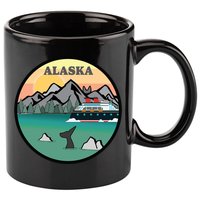 Alaska Cruise Ship With Mountains And Sunset Retro Gift 11oz C Handle Ceramic Mug