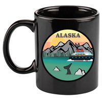 Alaska Cruise Ship With Mountains And Sunset Retro Gift 11oz C Handle Ceramic Mug
