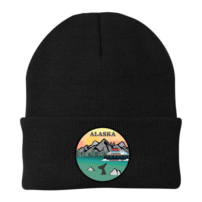 Alaska Cruise Ship With Mountains And Sunset Retro Gift Beanie