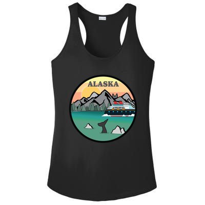 Alaska Cruise Ship With Mountains And Sunset Retro Gift Ladies PosiCharge Competitor Racerback Tank