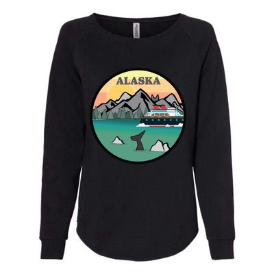 Alaska Cruise Ship With Mountains And Sunset Retro Gift Womens California Wash Sweatshirt