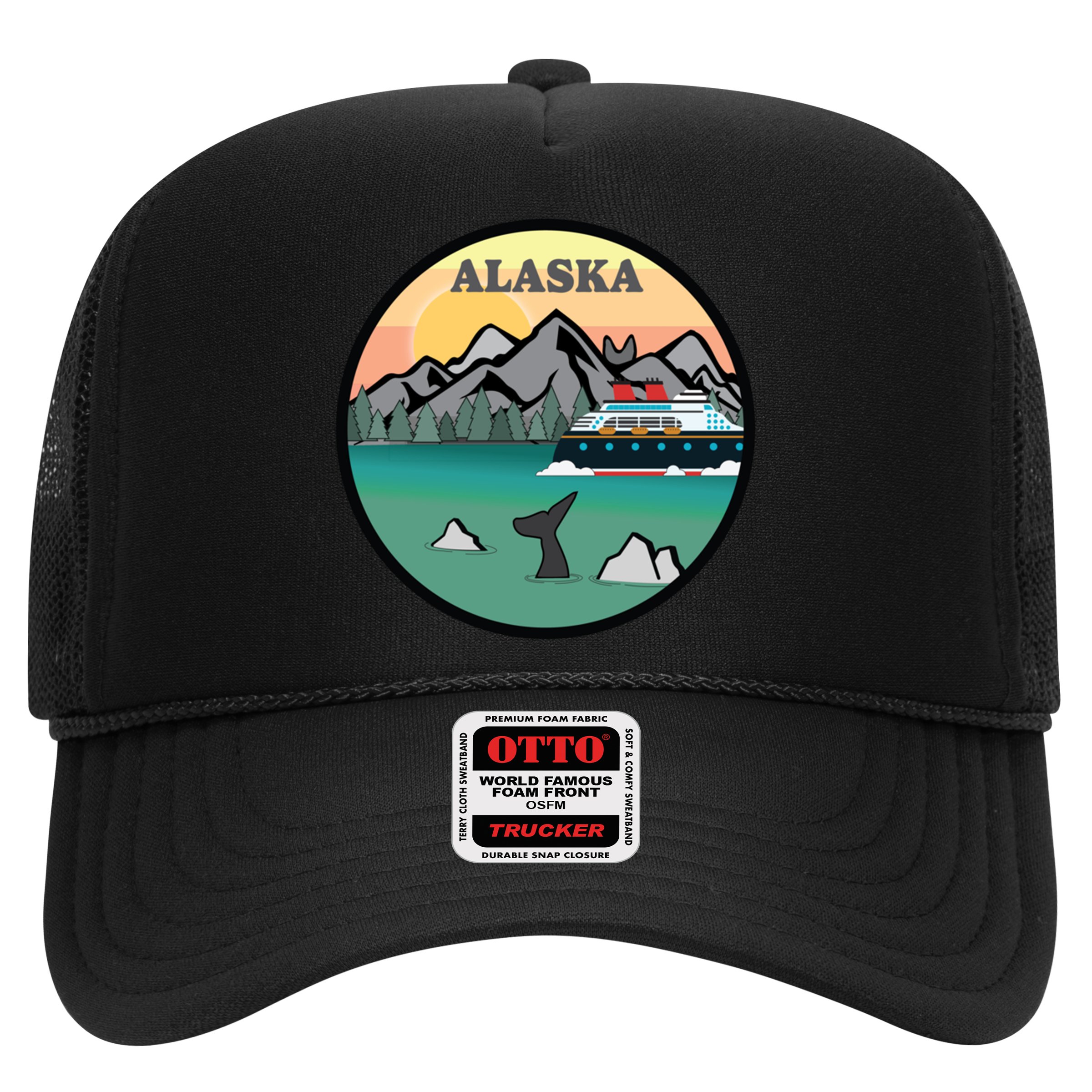 Alaska Cruise Ship With Mountains And Sunset Retro Gift Hat