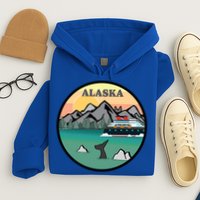 Alaska Cruise Ship With Mountains And Sunset Retro Gift Hoodie