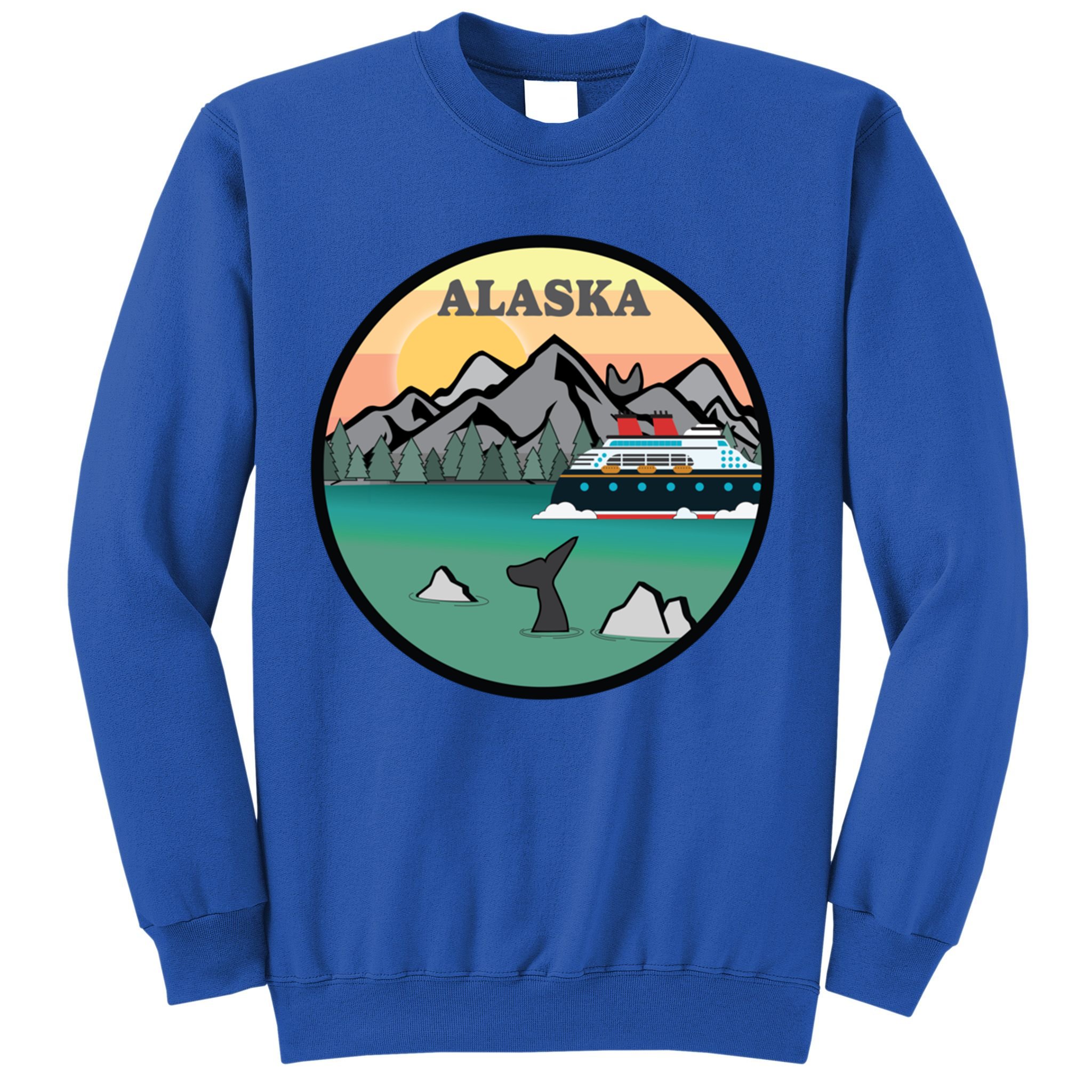 Alaska Cruise Ship With Mountains And Sunset Retro Gift Sweatshirt