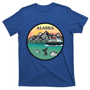 Alaska Cruise Ship With Mountains And Sunset Retro Gift T-Shirt