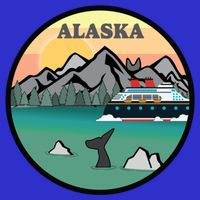 Alaska Cruise Ship With Mountains And Sunset Retro Gift Button