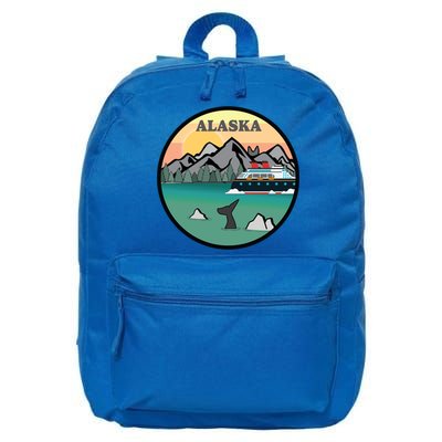 Alaska Cruise Ship With Mountains And Sunset Retro Gift 16 in Basic Backpack