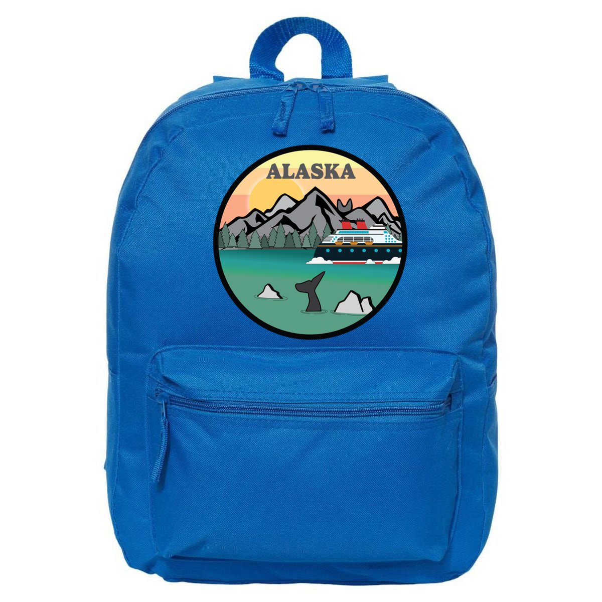 Alaska Cruise Ship With Mountains And Sunset Retro Gift 16 in Basic Backpack