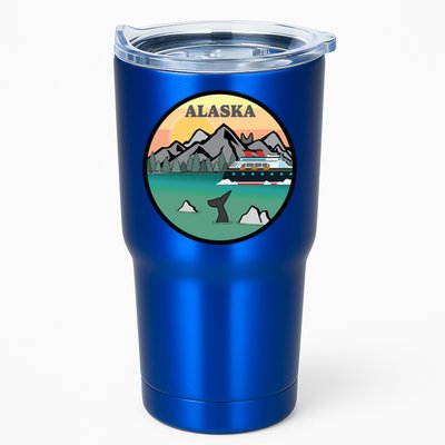 Alaska Cruise Ship With Mountains And Sunset Retro Gift Tumbler