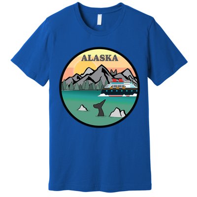 Alaska Cruise Ship With Mountains And Sunset Retro Gift Premium T-Shirt