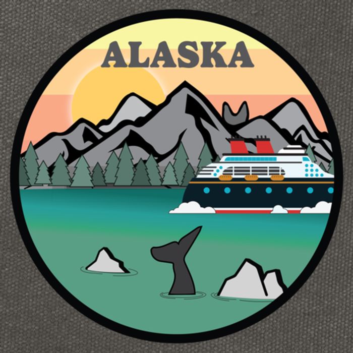 Alaska Cruise Ship With Mountains And Sunset Retro Gift Cotton Canvas Backpack
