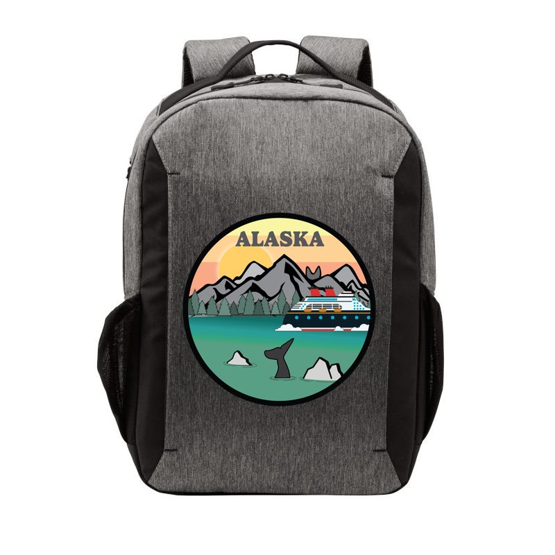 Alaska Cruise Ship With Mountains And Sunset Retro Gift Vector Backpack