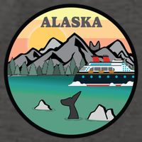 Alaska Cruise Ship With Mountains And Sunset Retro Gift Vector Backpack