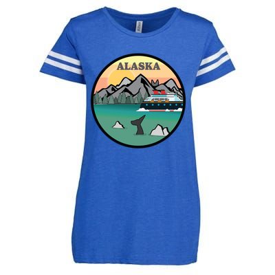 Alaska Cruise Ship With Mountains And Sunset Retro Gift Enza Ladies Jersey Football T-Shirt