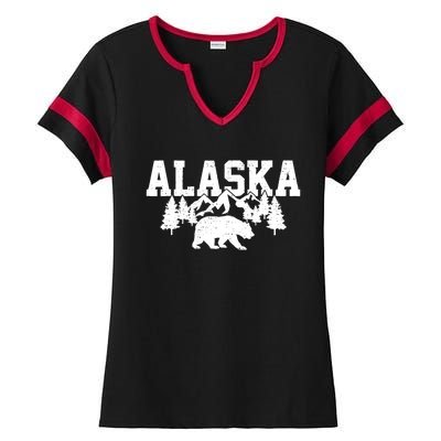 Alaska Cold Snow Mountains Cool Gift Ladies Halftime Notch Neck Tee