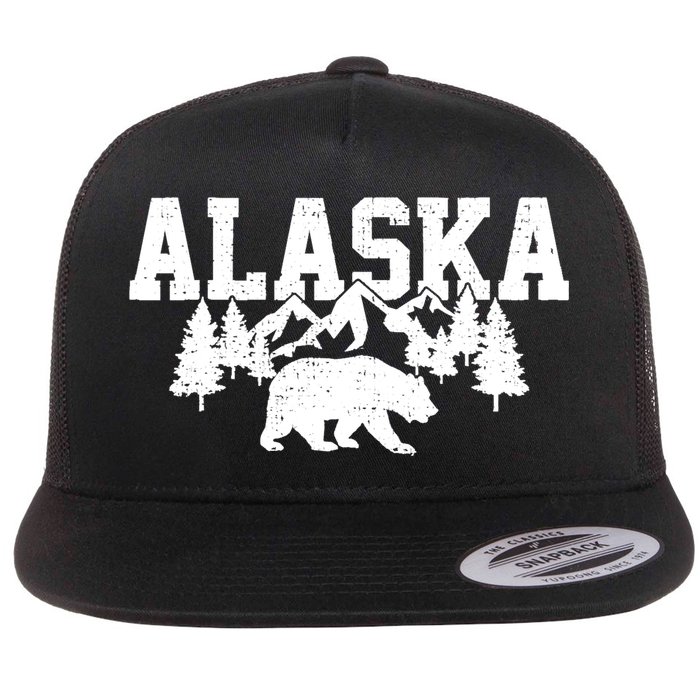 Alaska Cold Snow Mountains Cool Gift Flat Bill Trucker Hat