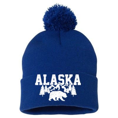 Alaska Cold Snow Mountains Cool Gift Pom Pom 12in Knit Beanie