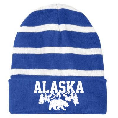 Alaska Cold Snow Mountains Cool Gift Striped Beanie with Solid Band