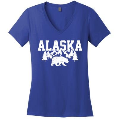 Alaska Cold Snow Mountains Cool Gift Women's V-Neck T-Shirt