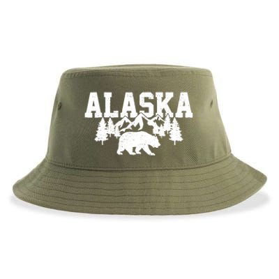 Alaska Cold Snow Mountains Cool Gift Sustainable Bucket Hat