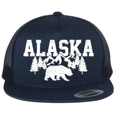 Alaska Cold Snow Mountains Cool Gift Flat Bill Trucker Hat