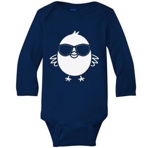 Animal Cute Simple Little Baby Chick With Sunglassses Baby Long Sleeve Bodysuit