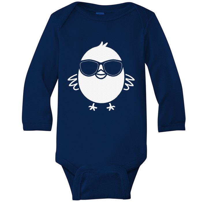 Animal Cute Simple Little Baby Chick With Sunglassses Baby Long Sleeve Bodysuit