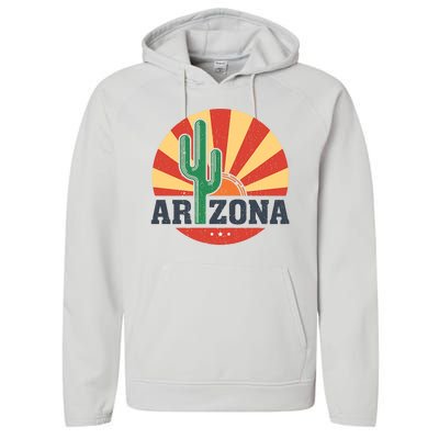 Arizona Cactus Sunset 3 Stars Performance Fleece Hoodie