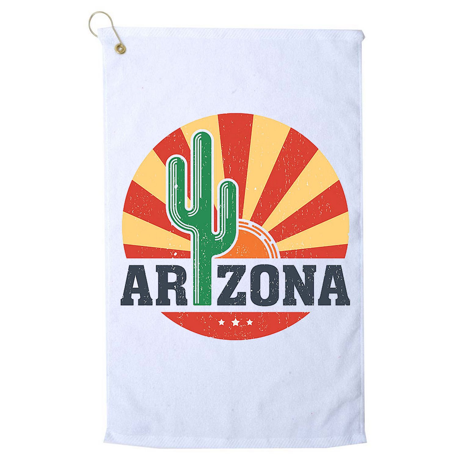 Arizona Cactus Sunset 3 Stars Golf Towel