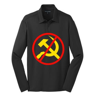 Anti Communist Socialist Silk Touch Performance Long Sleeve Polo