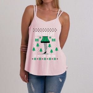 A Christmas Story Fra Gee Lay Ugly Sweater Pattern Gift Women's Strappy Tank